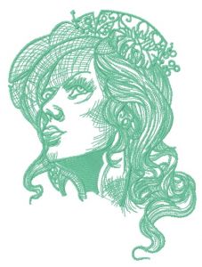 Pensive pretty girl 3 embroidery design