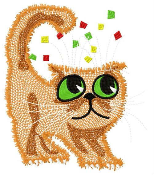 Confetti kitty machine embroidery design