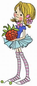 Tiny girl with raspberry embroidery design