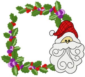 Christmas border with Santa face embroidery design