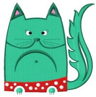 Cat in polka dot pants  embroidery design