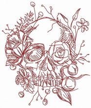 Skull overgrown with flowers 3 embroidery design