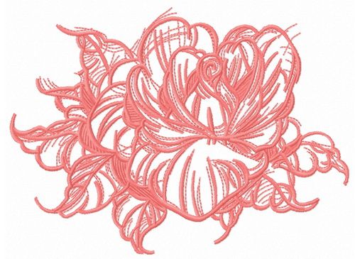 Rose flower sketch machine embroidery design