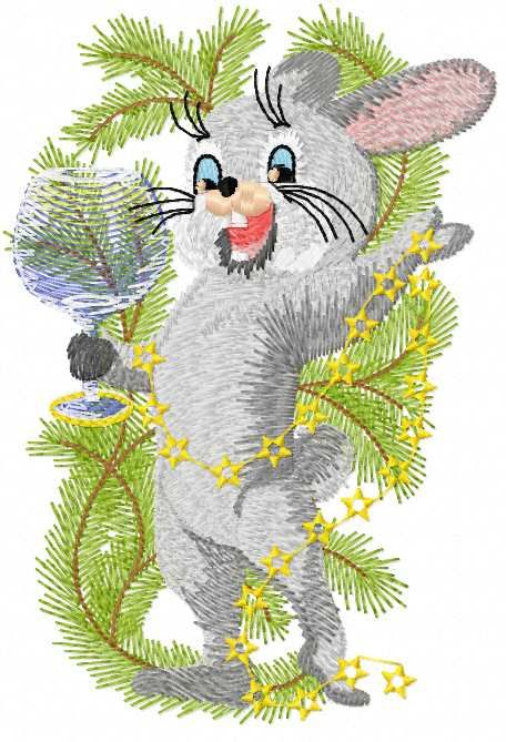 Happy Christmas bunny free embroidery design