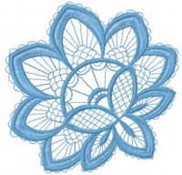 Blue flower lace free machine embroidery design