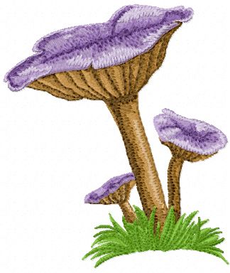 Violet mushroom machine embroidery design