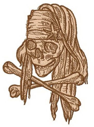 Jack Sparrow's scull machine embroidery design