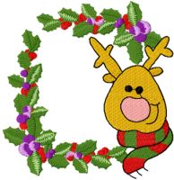 Christmas border with deer embroidery design