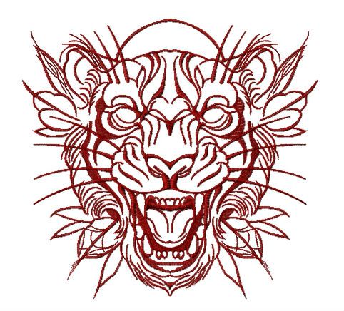 Tribal tiger 4 machine embroidery design