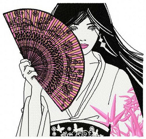 Shy Japanese girl 3 machine embroidery design
