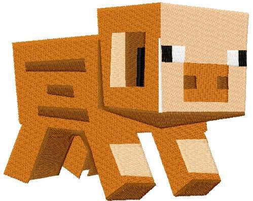 Minecraft pig embroidery design