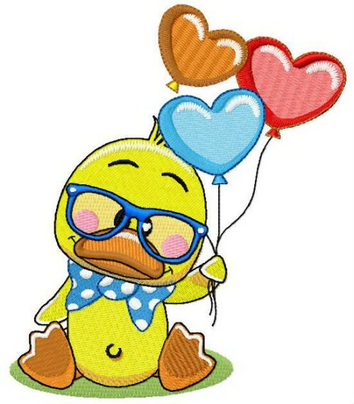 Little duck with balloons machine embroidery design