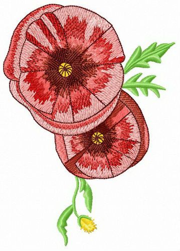 Two poppies machine embroidery design