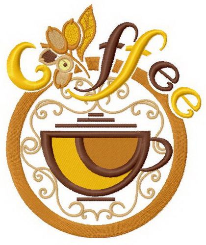 Coffee cup machine embroidery design
