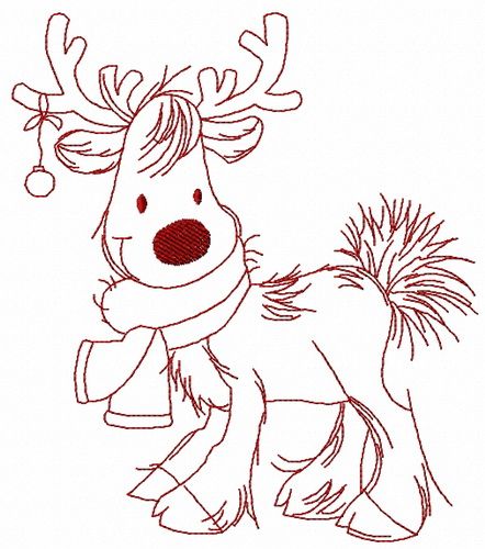 Cute Christmas deer 2 machine embroidery design