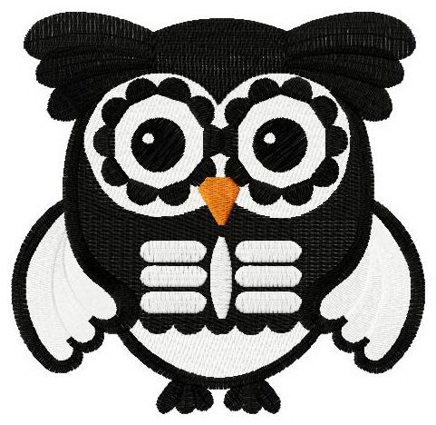 Owl in skeleton costume machine embroidery design