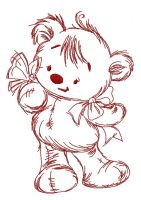 Teddy bear playing with butterfly3 embroidery design