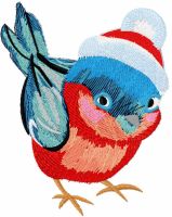 Baby bullfinch embroidery design