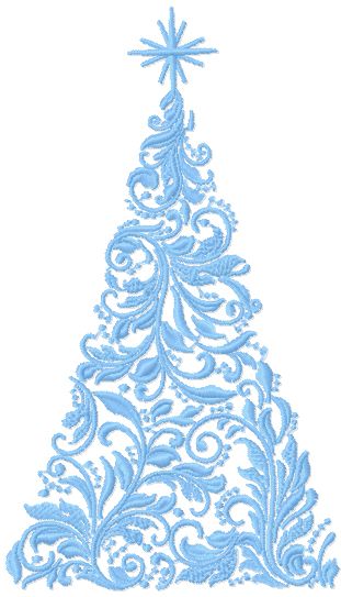 Modern Christmas tree machine embroidery design