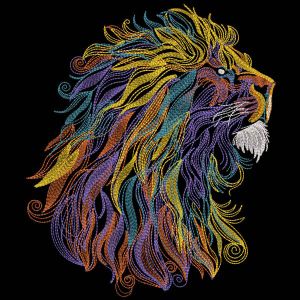 Lion funny color sketch embroidery design