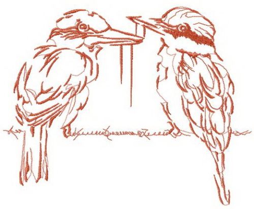Couple of brown shrikes machine embroidery design