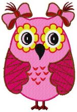 Pink owl embroidery design