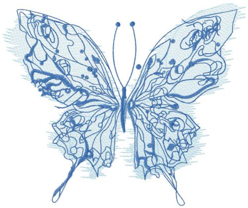 Butterfly in the wind sketch embroidery design