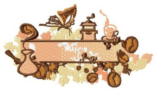Coffee mix machine embroidery design