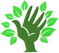 Diseño de bordado a máquina manos libres verde 1