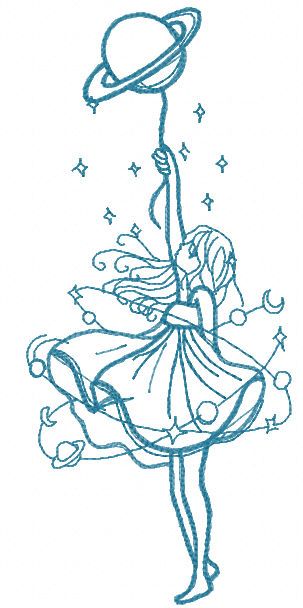 Girl and planet free embroidery design