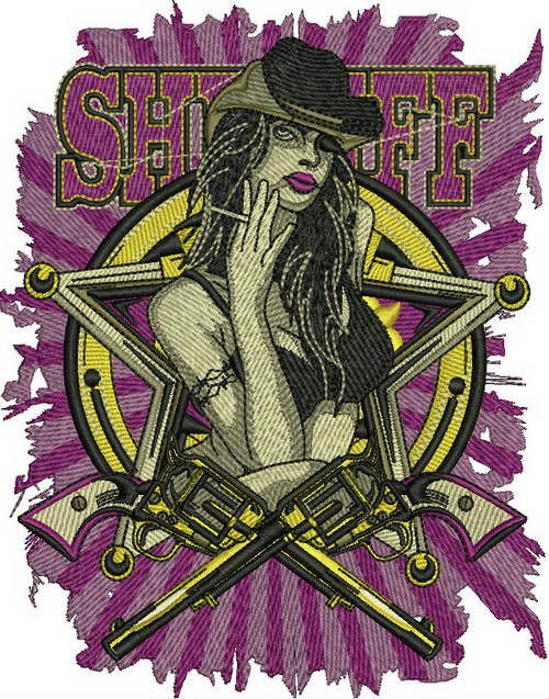 Sheriff's girlfriend machine embroidery design