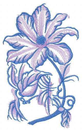 Violet clematis machine embroidery design