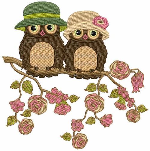 Spring owls machine embroidery design
