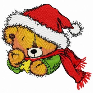 Teddy bear with star embroidery design