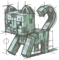 Minecraft Cat sketch embroidery design