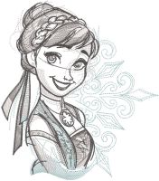 Frozen Anna sketch embroidery design