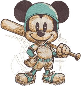 Mickey Mouse Baseball sketch embroidery design