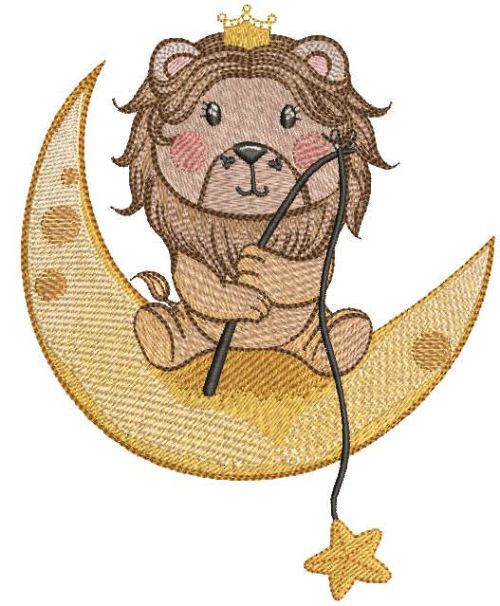 Lion King Magical Crescent Moon Adventure embroidery design