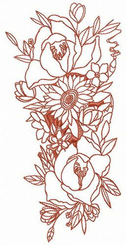Exotic bouquet machine embroidery design