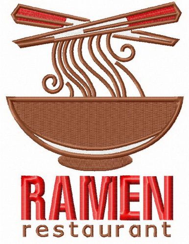 Ramen restaurant logo embroidery design