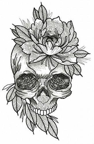 Aristocratic skull machine embroidery design