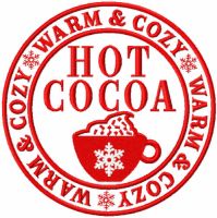 Hot Cocoa warm and cozy embroidery design