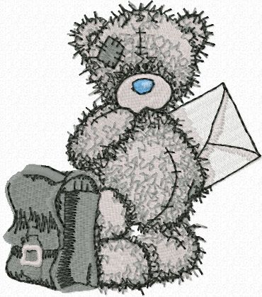 Teddy Bear postman machine embroidery design