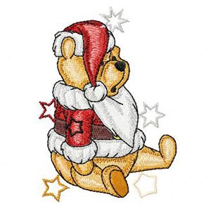 Winnie the Pooh with Christmas Stars machine embroidery design