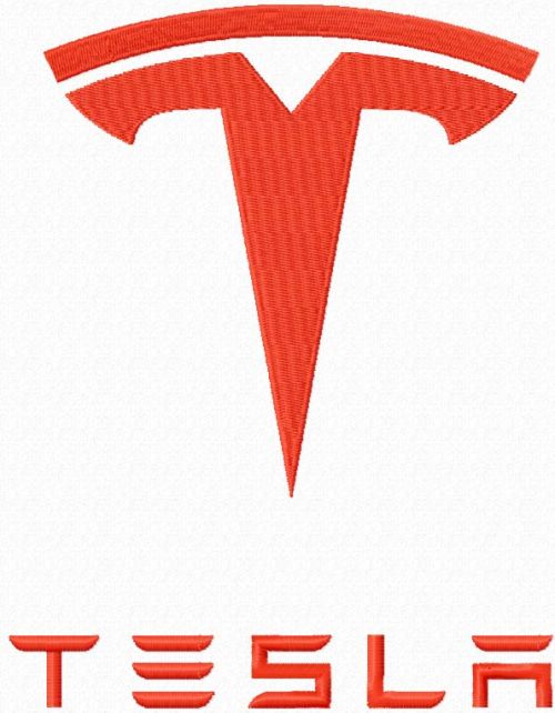 Tesla auto logo machine embroidery design