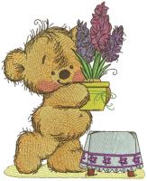 Teddy Bear is preparing for the holiday embroidery design