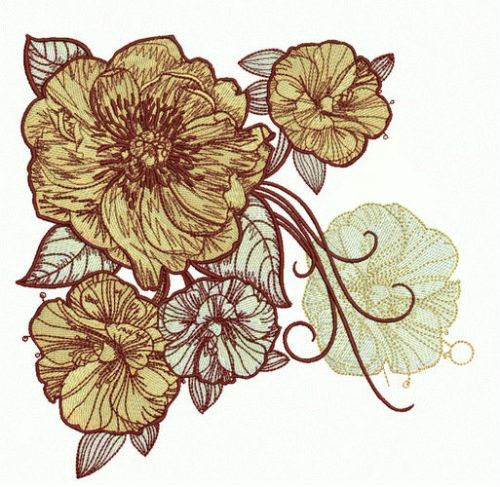 Big rose flowers machine embroidery design 