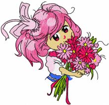 Malvina with flower bouquet embroidery design