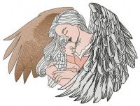 Angel with newborn embroidery design