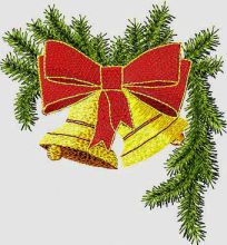 Christmas Bells on a branch embroidery design